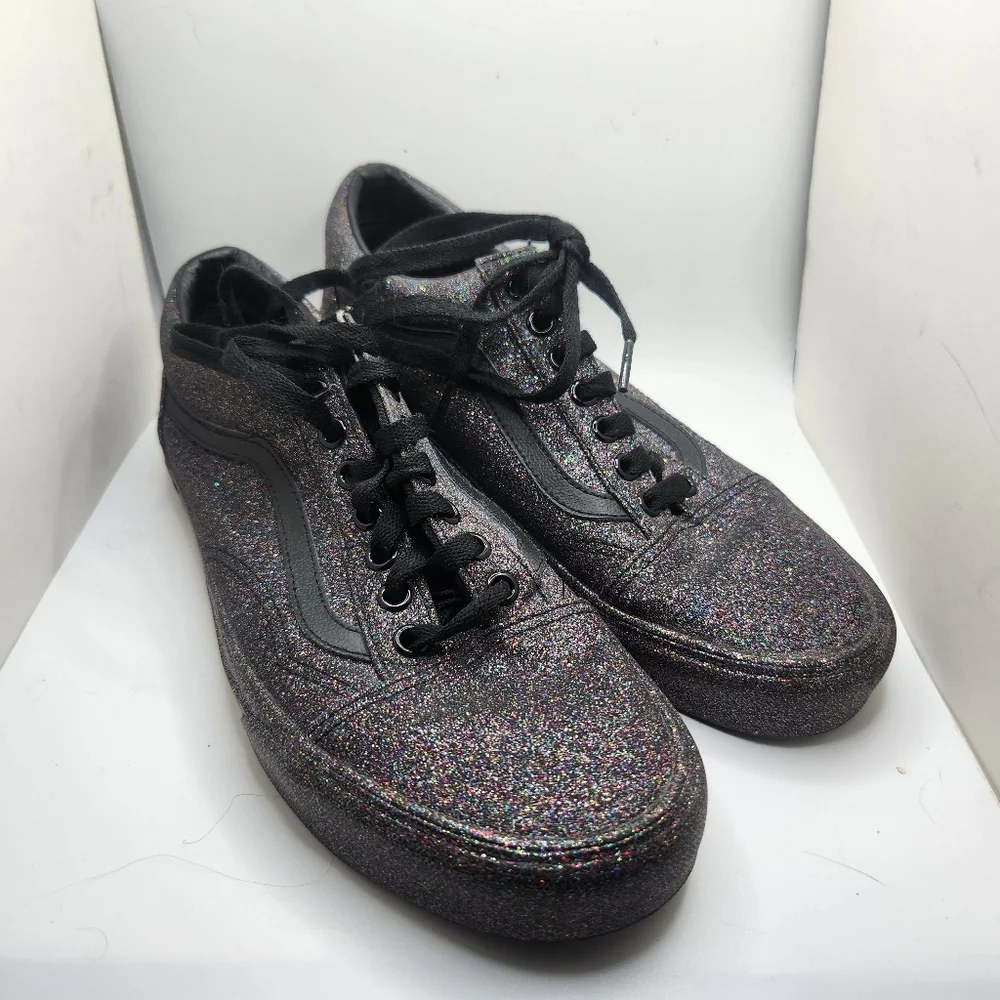 Vans Womens Size 9 Glitter Purple And Black Low Top Lace Up Sneakers Old Skool